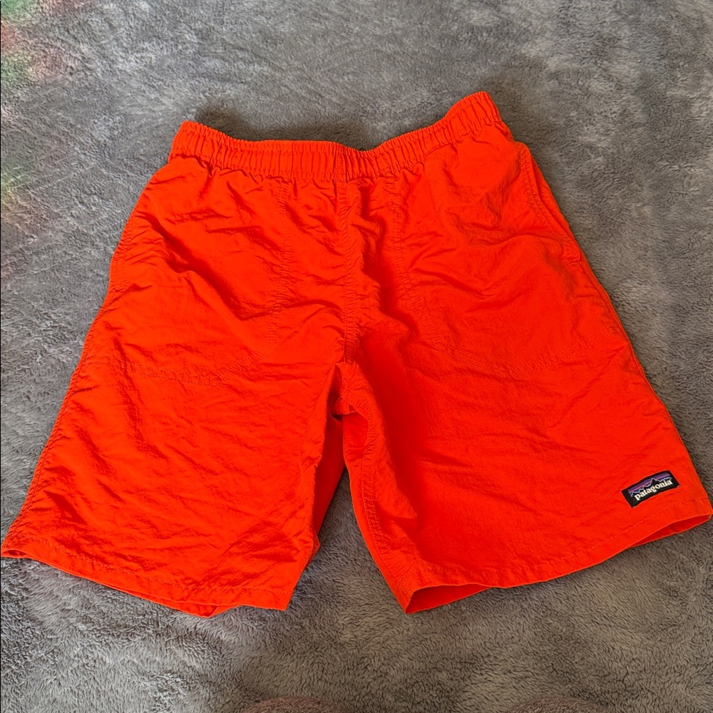 Patagonia Swim Trunks Shorts Lined Pockets Orange Kids XL Netplus Shells